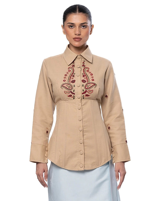 Collected XX Beige Ambi Corset Shirt Cult Karachi Pakistan