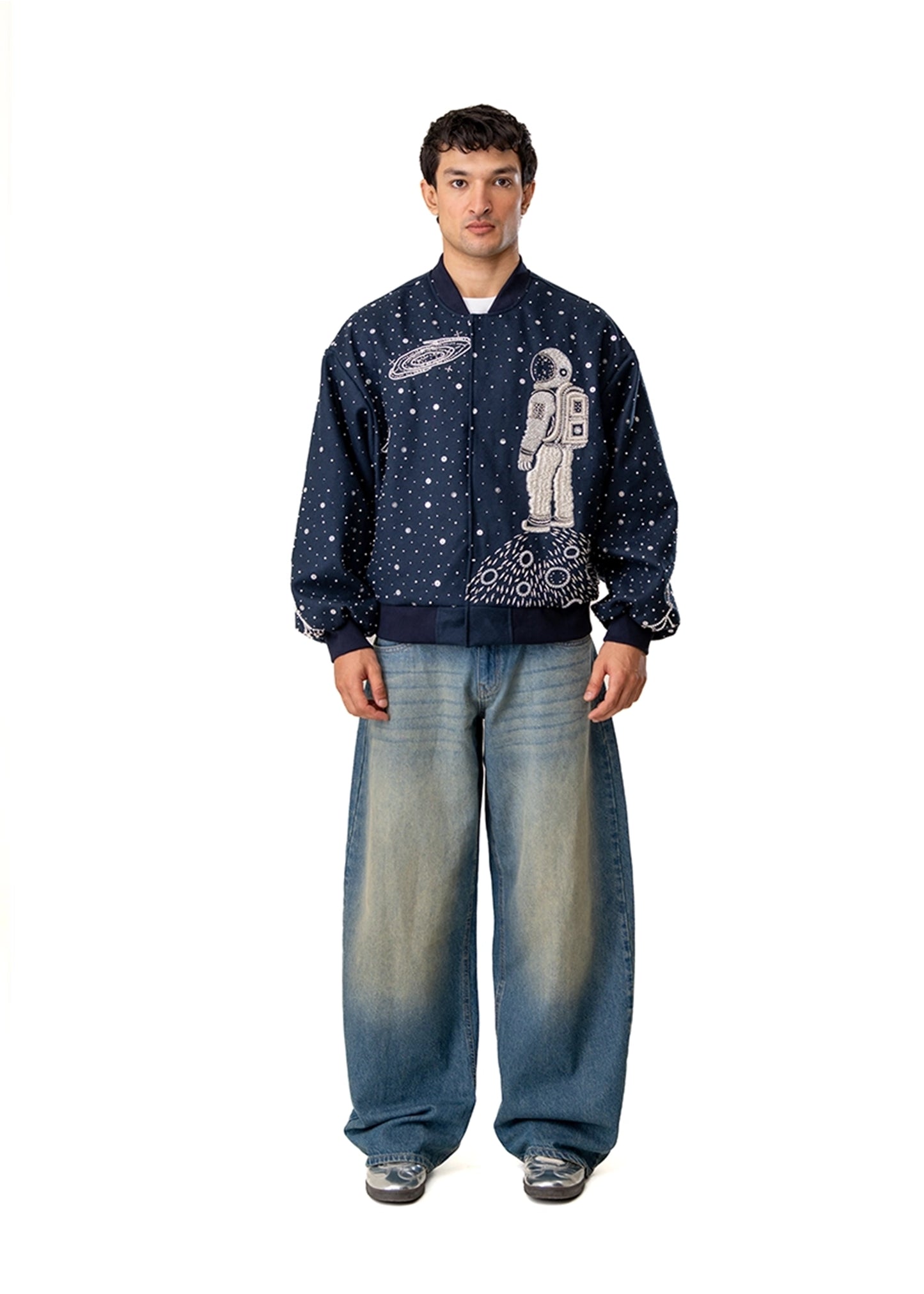 Dreams of Arthur Navy Navy Blue Spaceman Bomber Jacket - CULT - haider