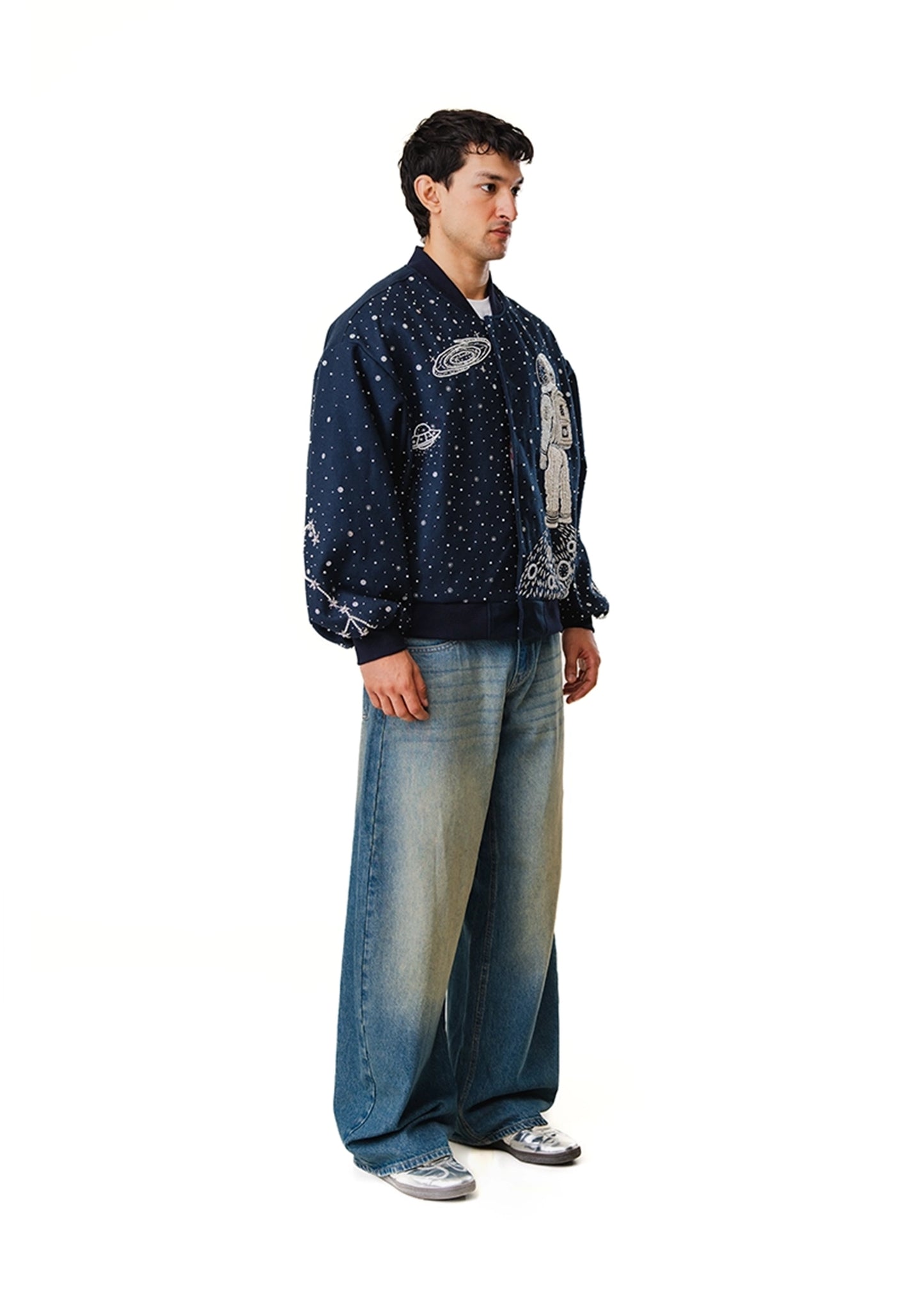Dreams of Arthur Navy Navy Blue Spaceman Bomber Jacket - CULT - haider
