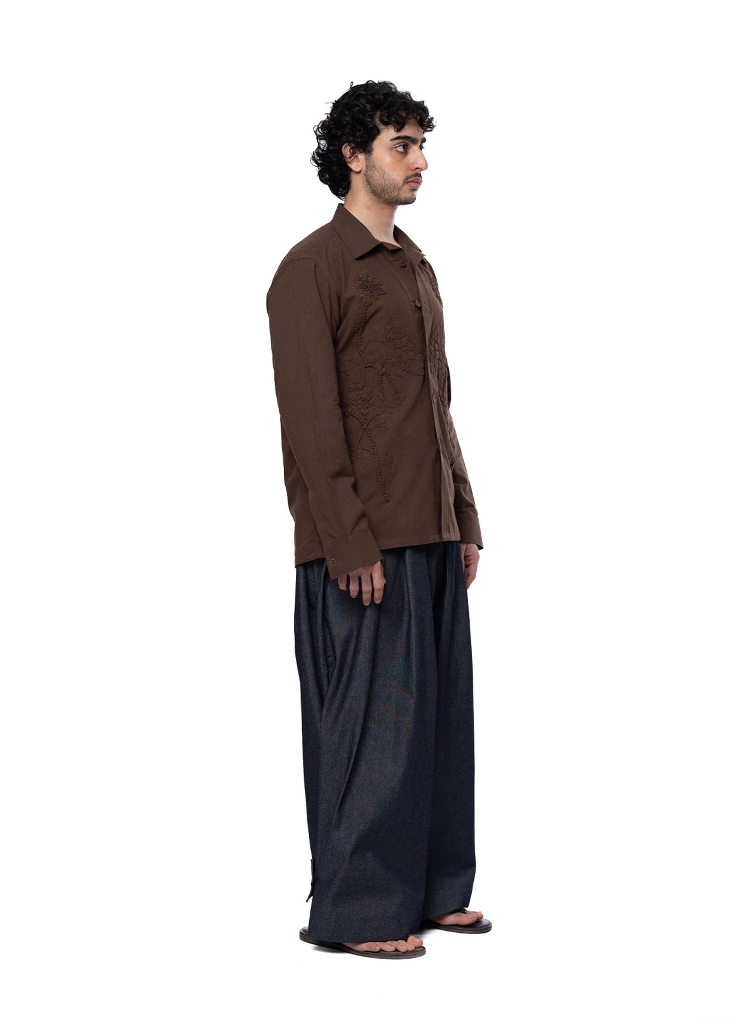 Another Sect Brown Brown Lali Appliqued Jacket - CULT - haider