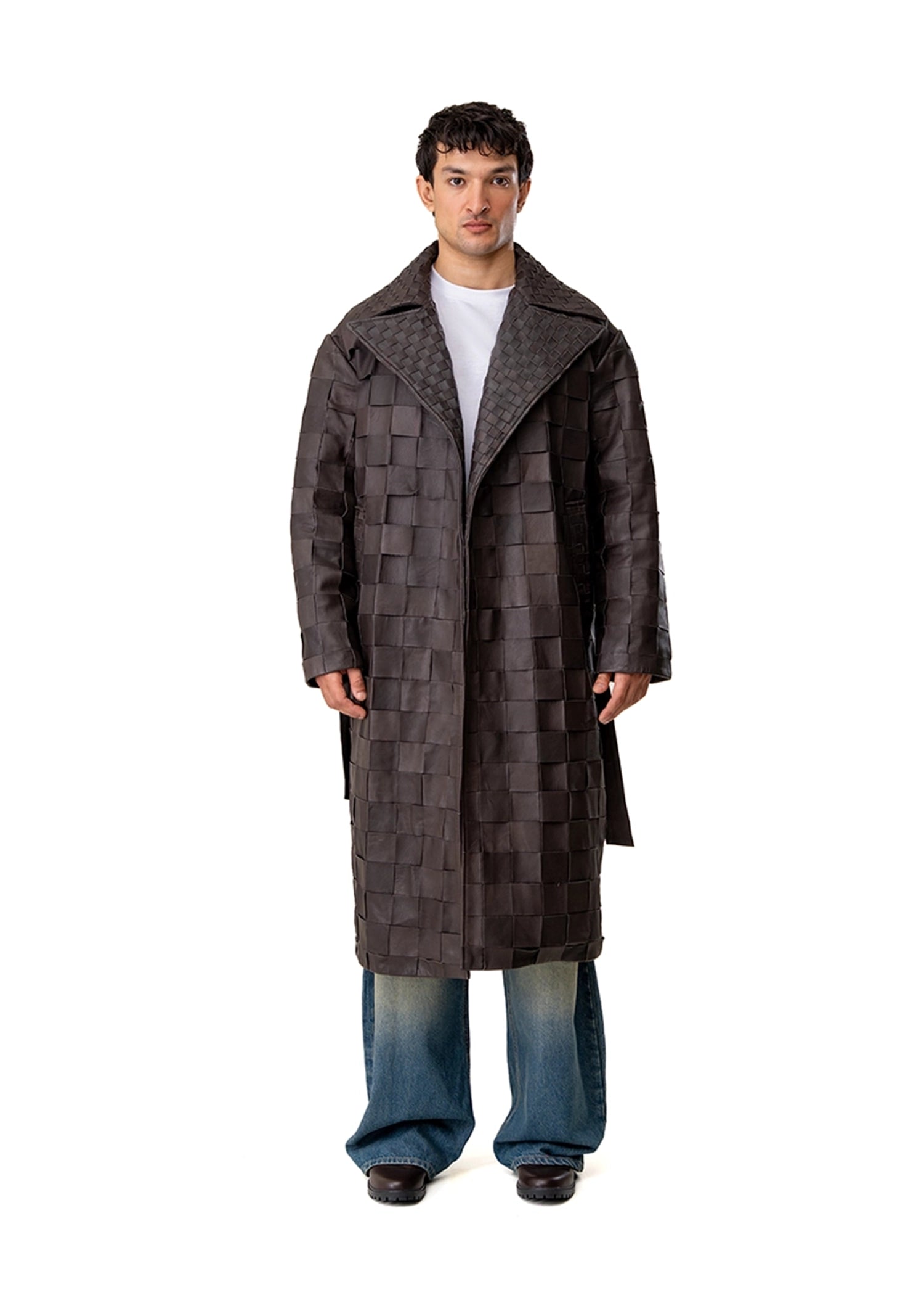 Dreams of Arthur Brown Braided Leather Oversized Coat Cult Karachi Pakistan