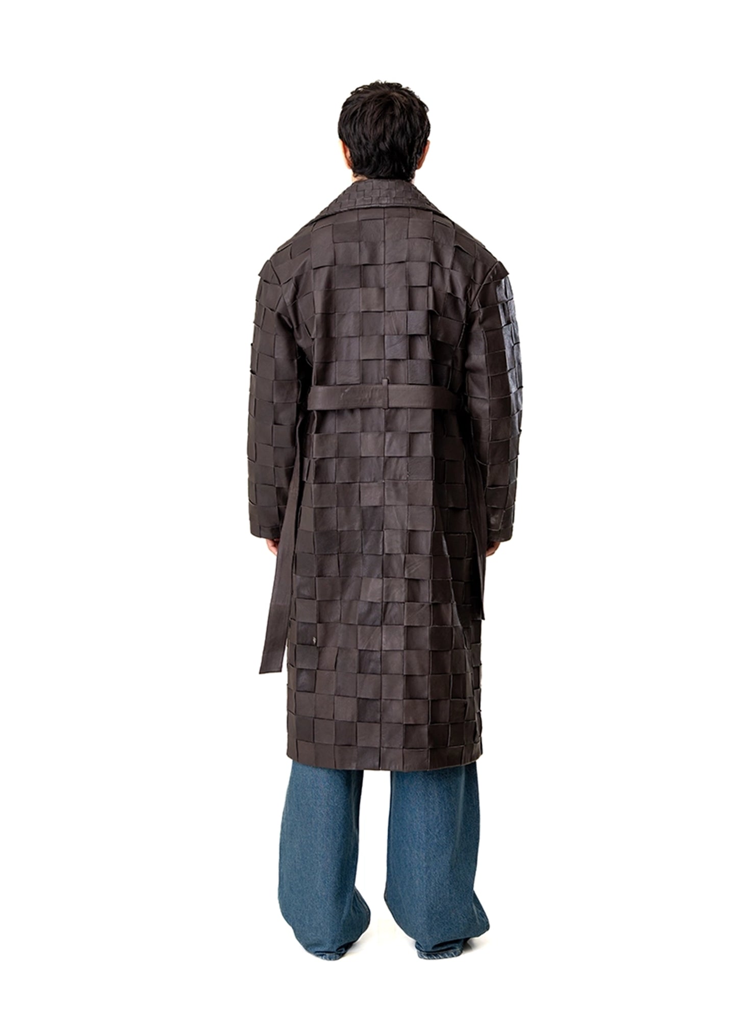 Dreams of Arthur Brown Brown Braided Leather Oversized Coat - CULT - haider