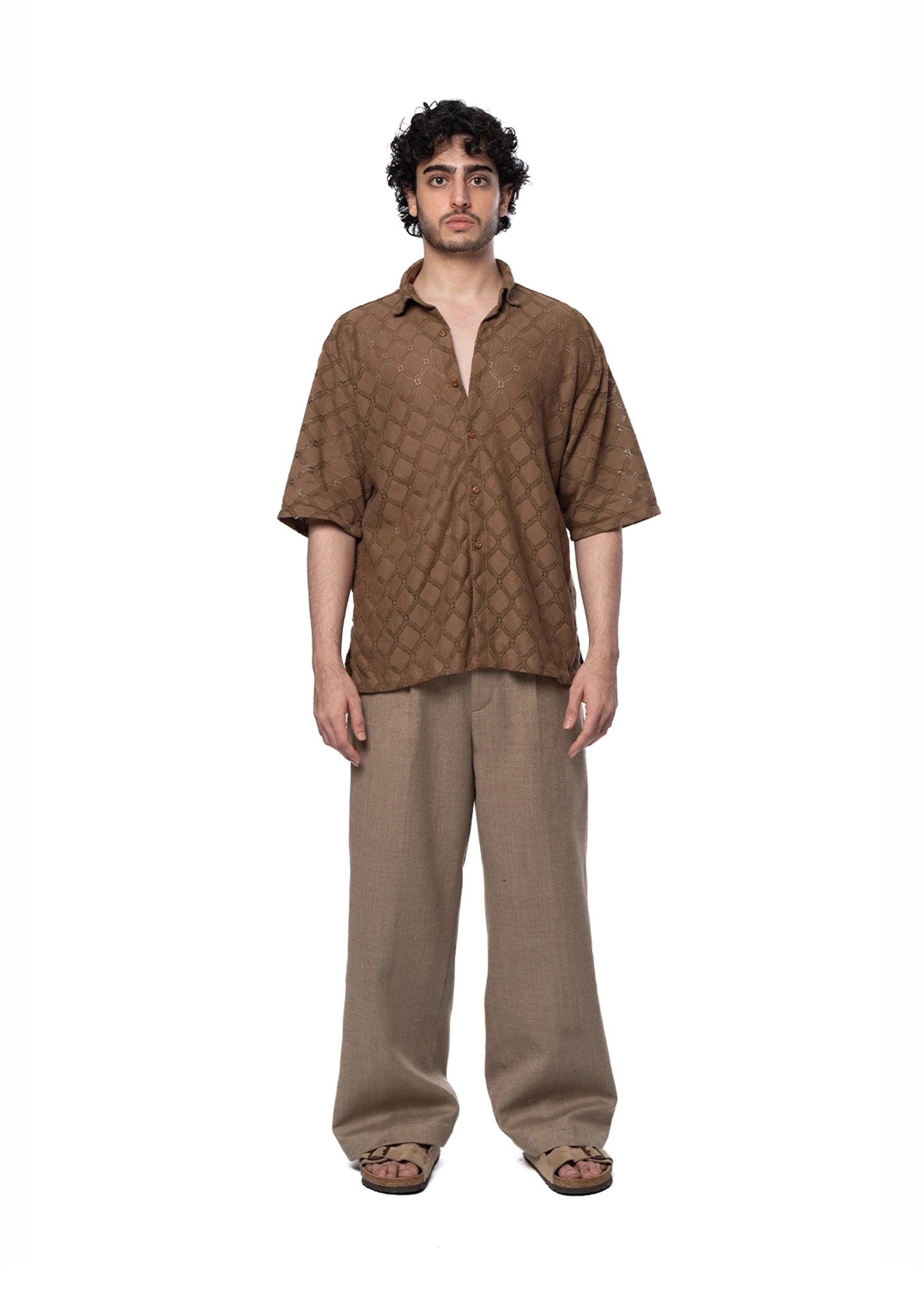 Collected XX Brown Brown Jali Shirt - CULT - haider