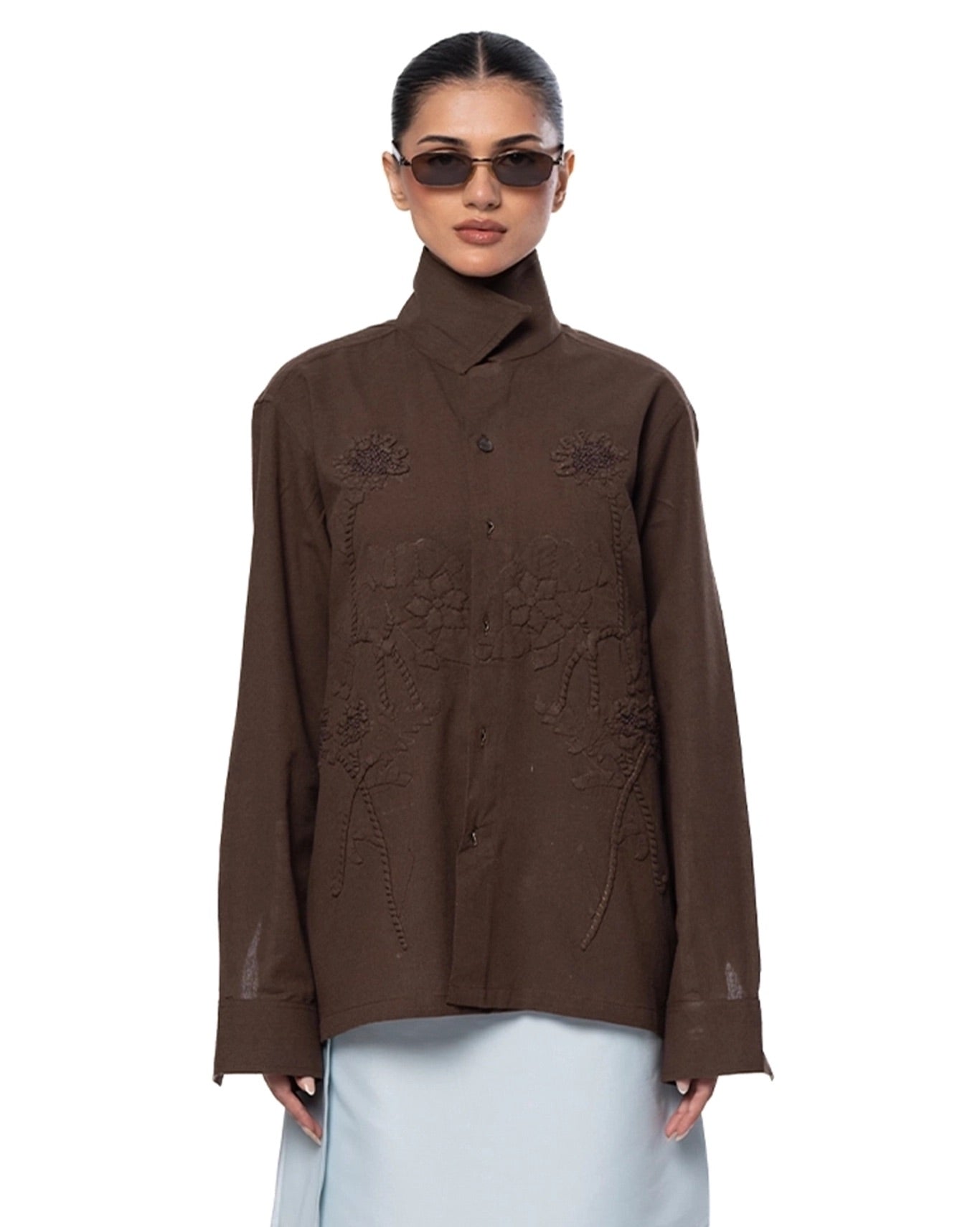 Another Sect Brown Lali Appliqued Jacket Cult Karachi Pakistan