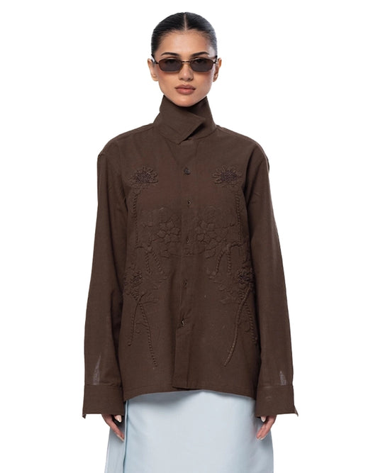 Another Sect Brown Lali Appliqued Jacket Cult Karachi Pakistan