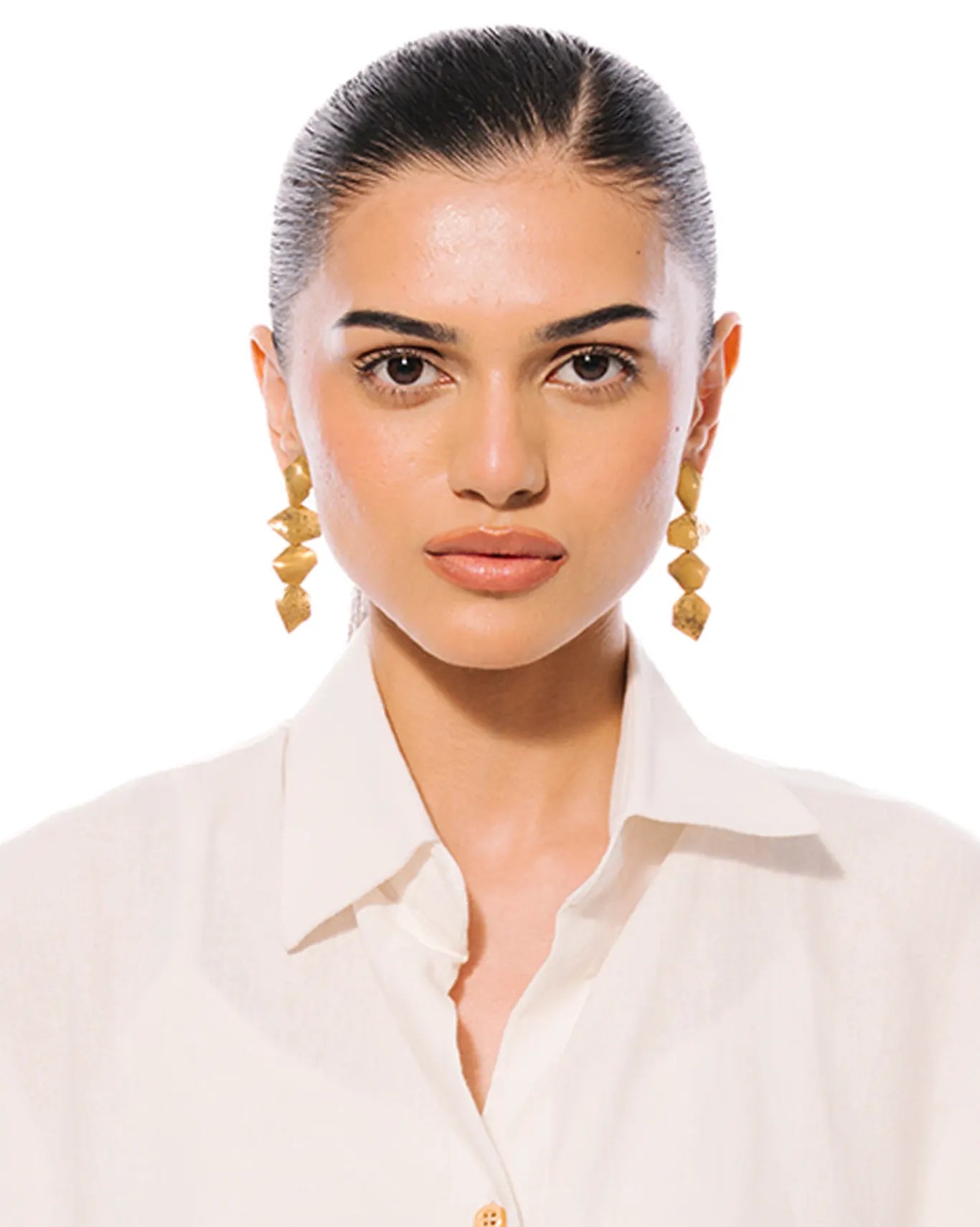 Amna Shariff Gold Plated Irregular Beaten Earrings cult