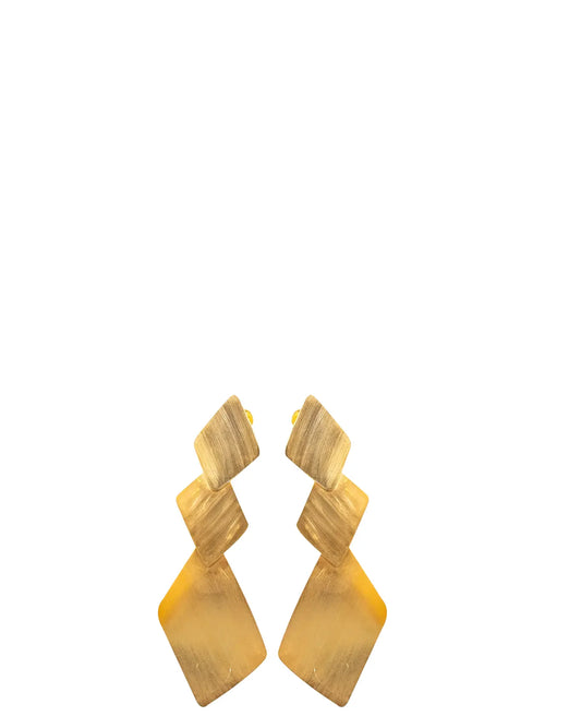 Amna Shariff Gold Tri Square Satin Earrings cult