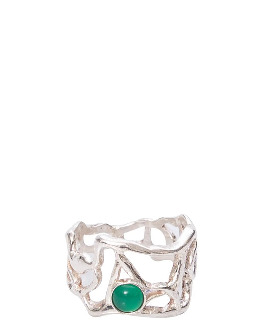Amna Shariff Organic Ring with Green Agate cult
