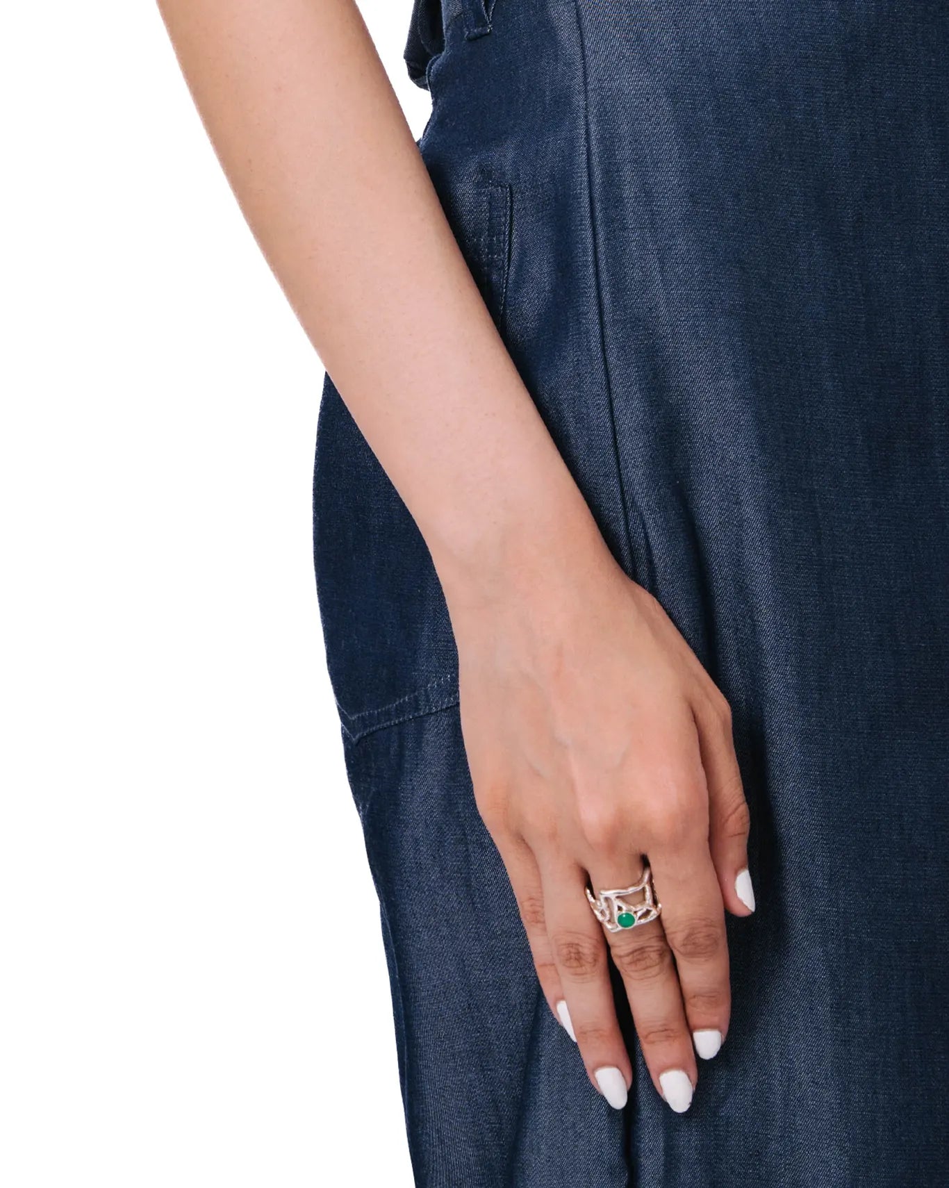 Amna Shariff Organic Ring with Green Agate cult