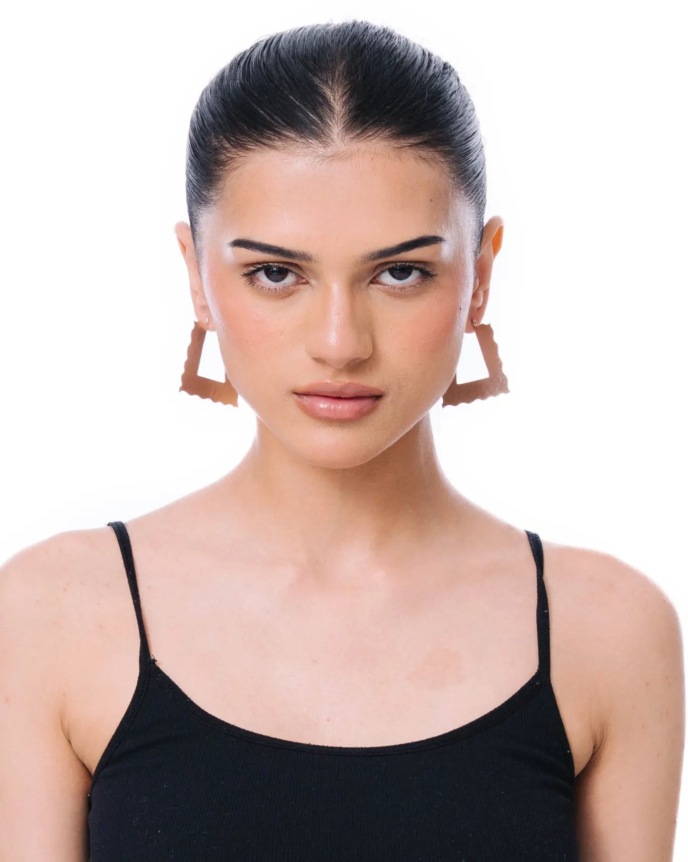 Amna Shariff Silver Beaten Square Hoops cult