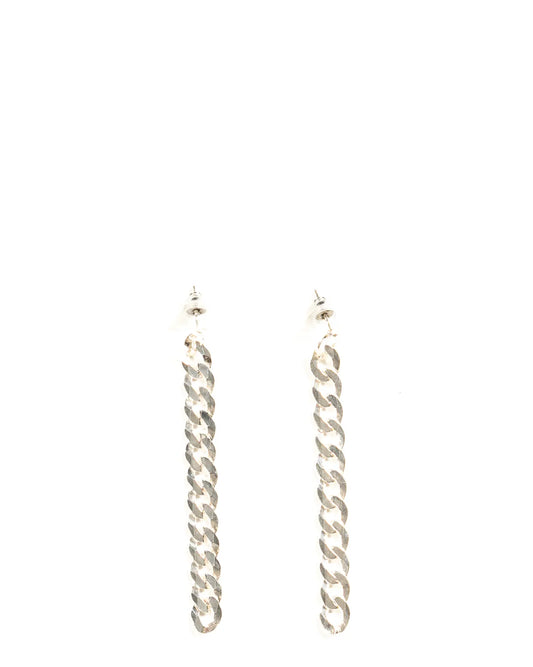 Amna Shariff Silver Long Chain Link Earrings cult