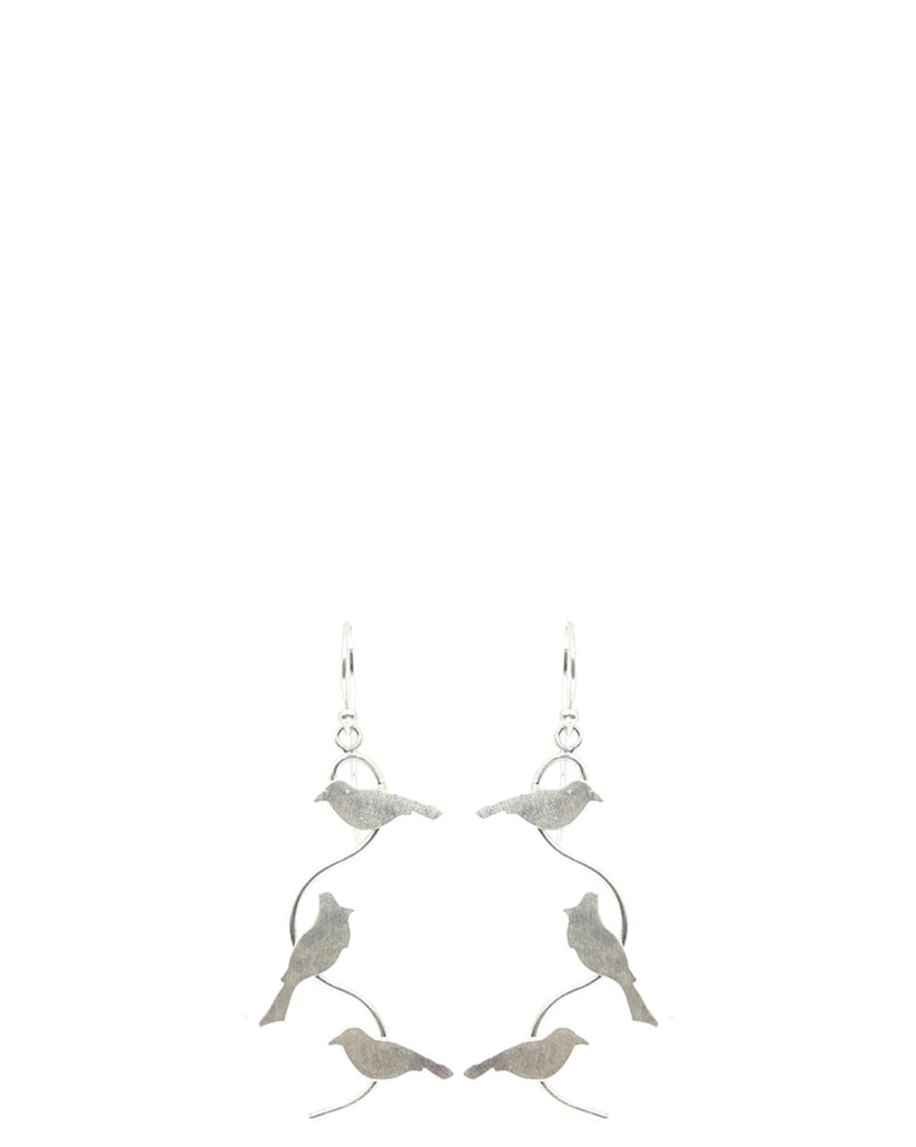 Amna Shariff Silver Three Birds Flight Earrings cult