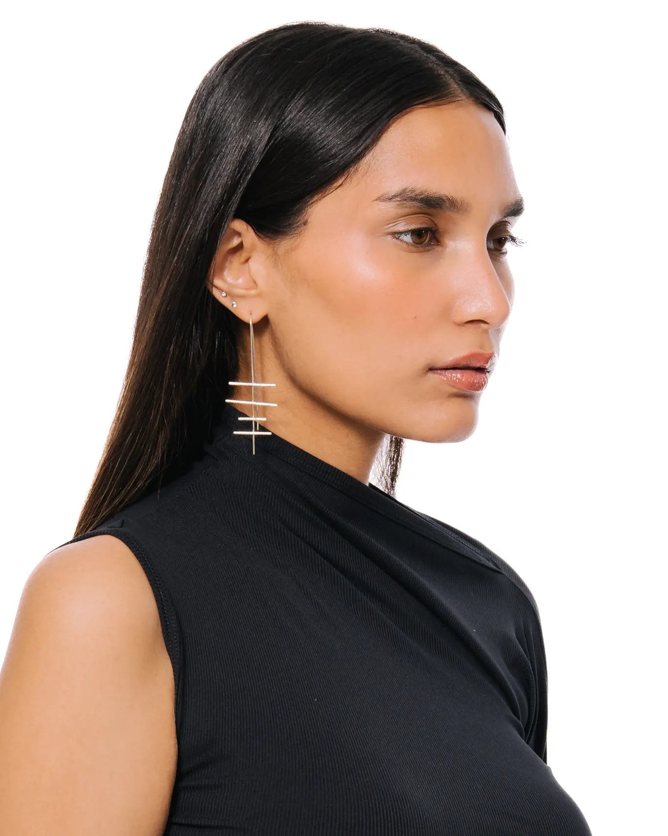 Amna Shariff Silver Wire Ladder Earrings cult