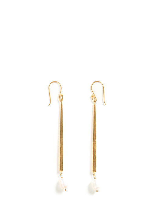 Amna Shariff Stick and Pearl Earrings Gold Plated cult