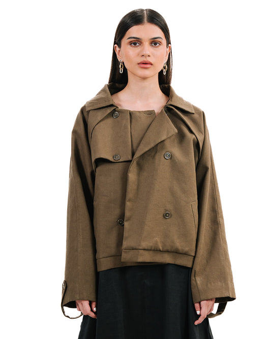 Baro Studio Brown Trench Trucker Jacket cult store