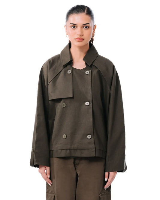Baro Studio Military Green Trench Trucker cult store
