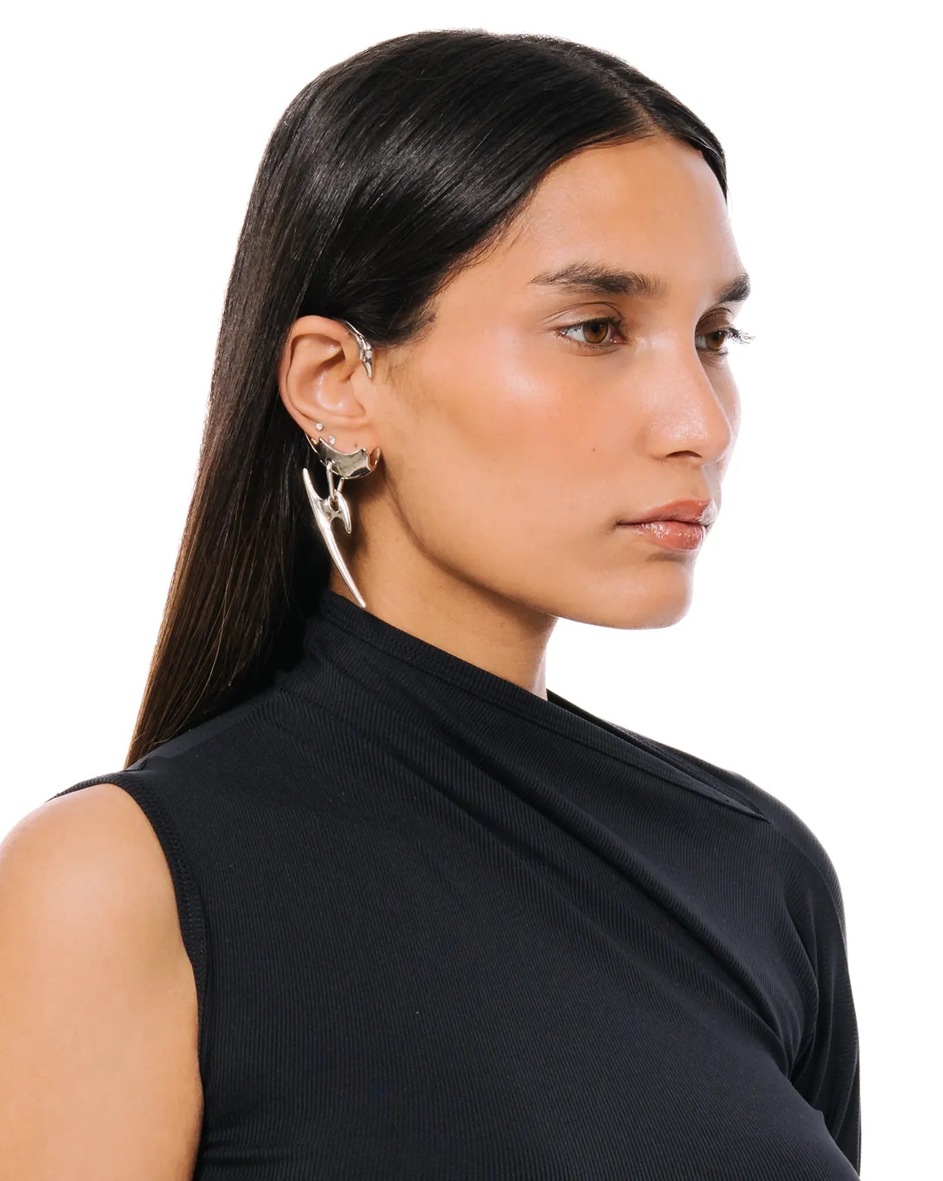 Bodjunk Silver Saiyyarah Abstract Metal Earcuff cult khi pk