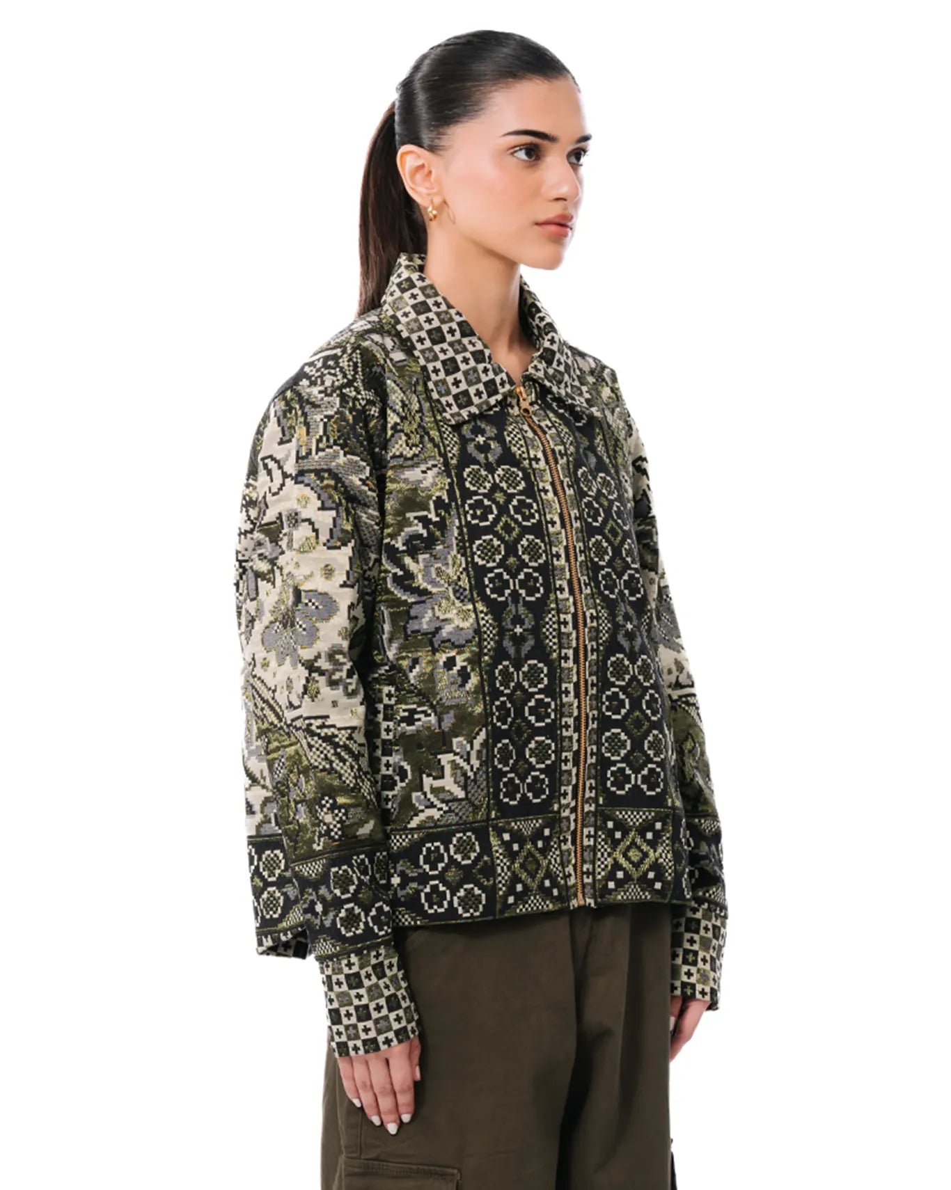 Collected XX Green Block Print Bomber Cult Karachi