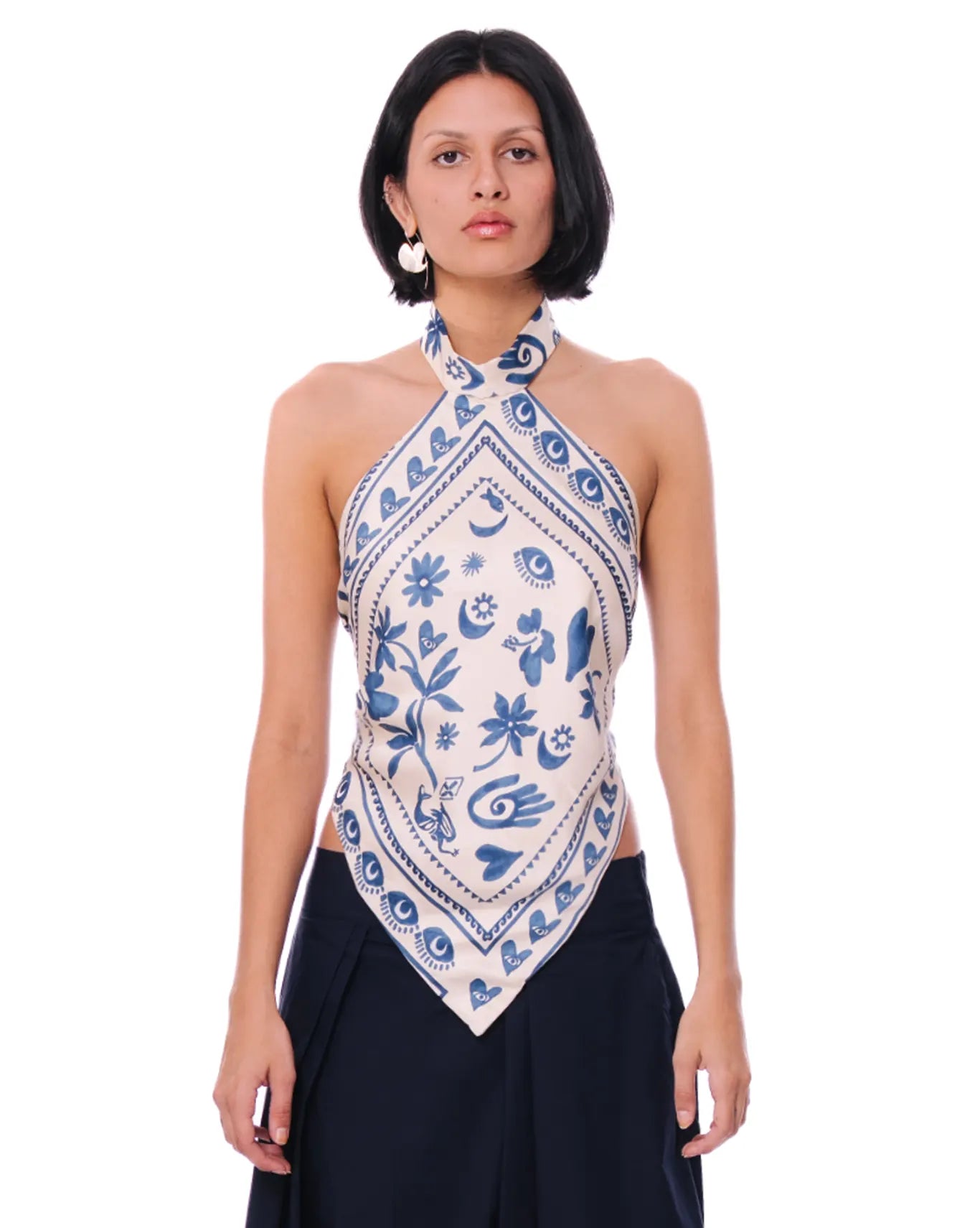 Collected XX White White Silk Bandana Top - CULT - haider