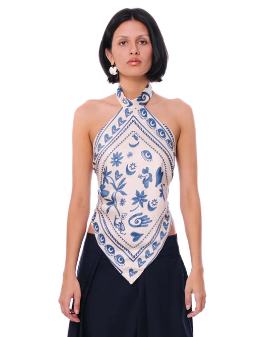 Collected XX White Silk Bandana Top CULT women karachi pakistan