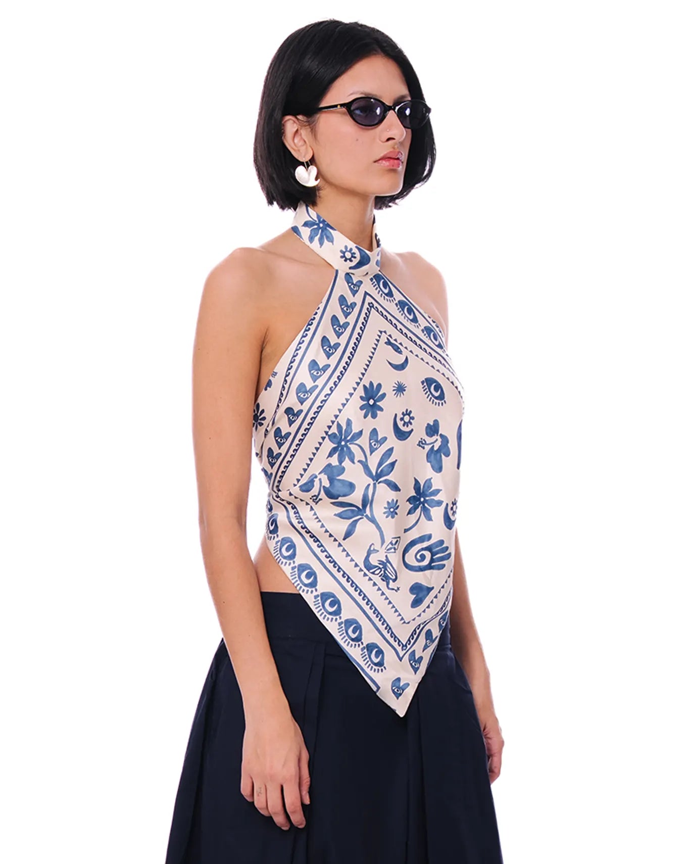 Collected XX White White Silk Bandana Top - CULT - haider