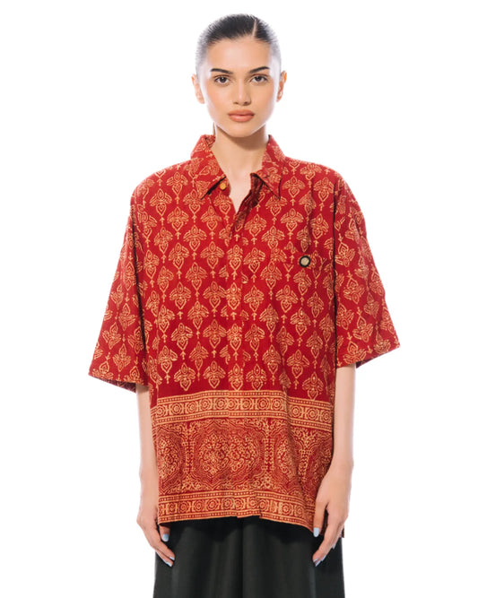 Collected Red Mughal Hand Block Printed Shirt Cult Store PK