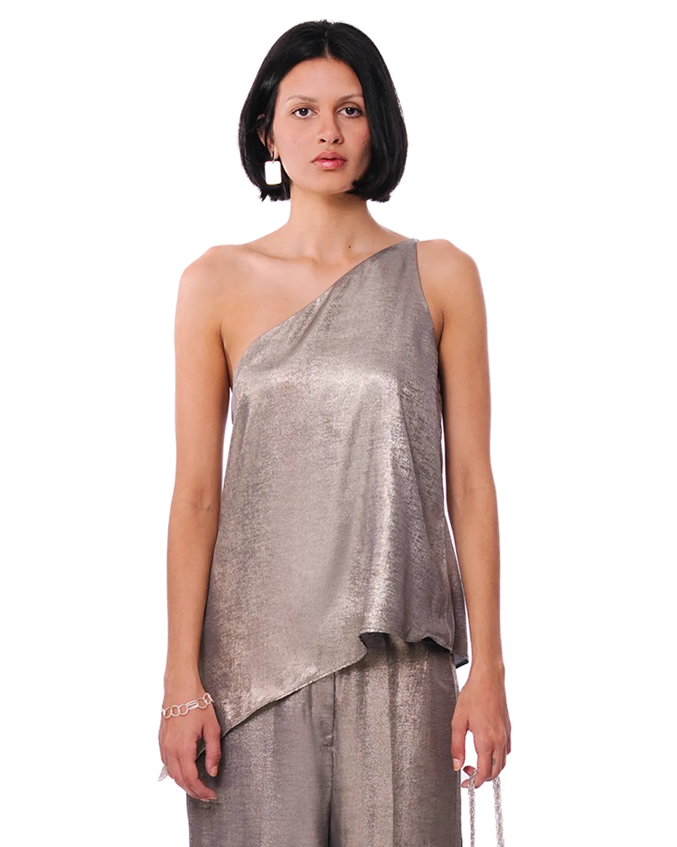 Curated Official Silver Metallic One Shoulder Set - CULT - haider