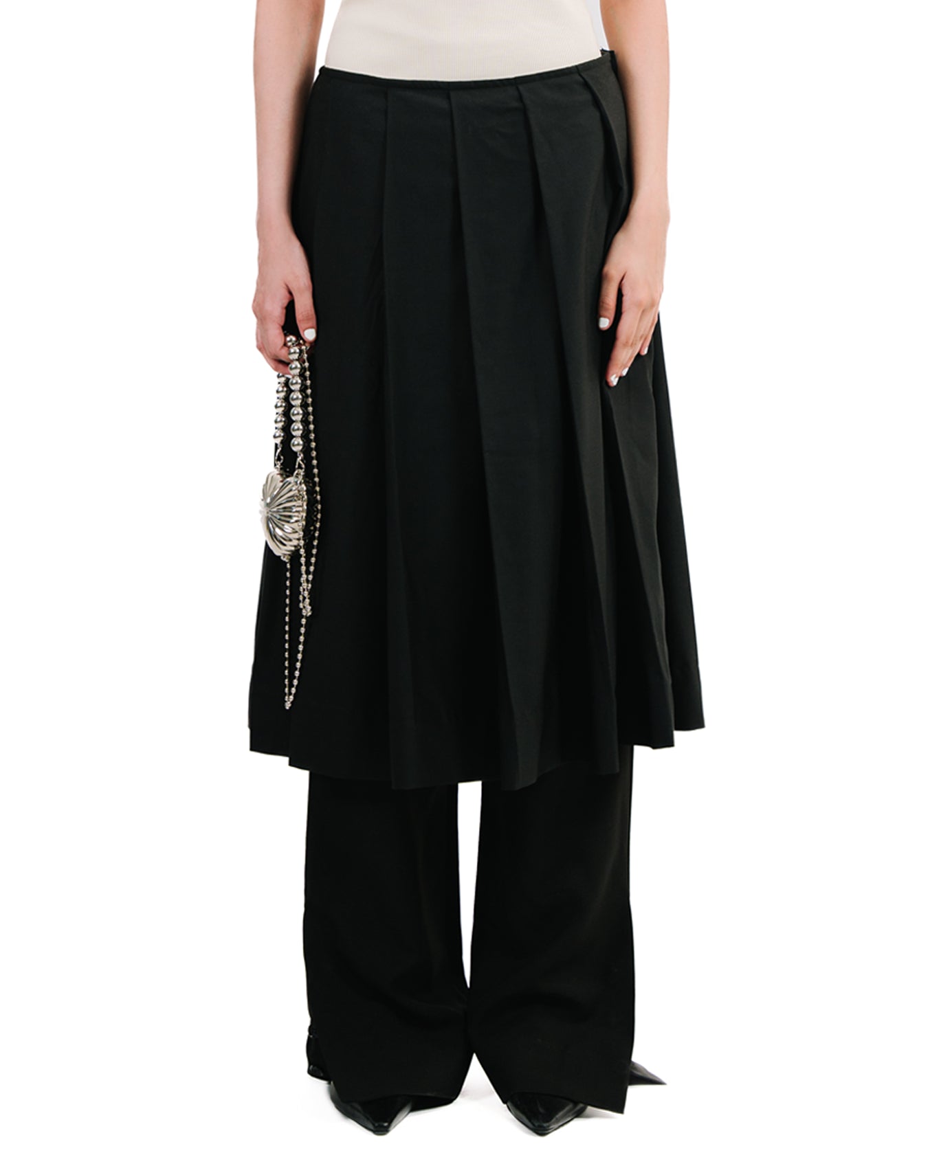 Cyanide Black Pleated Wool Skirt