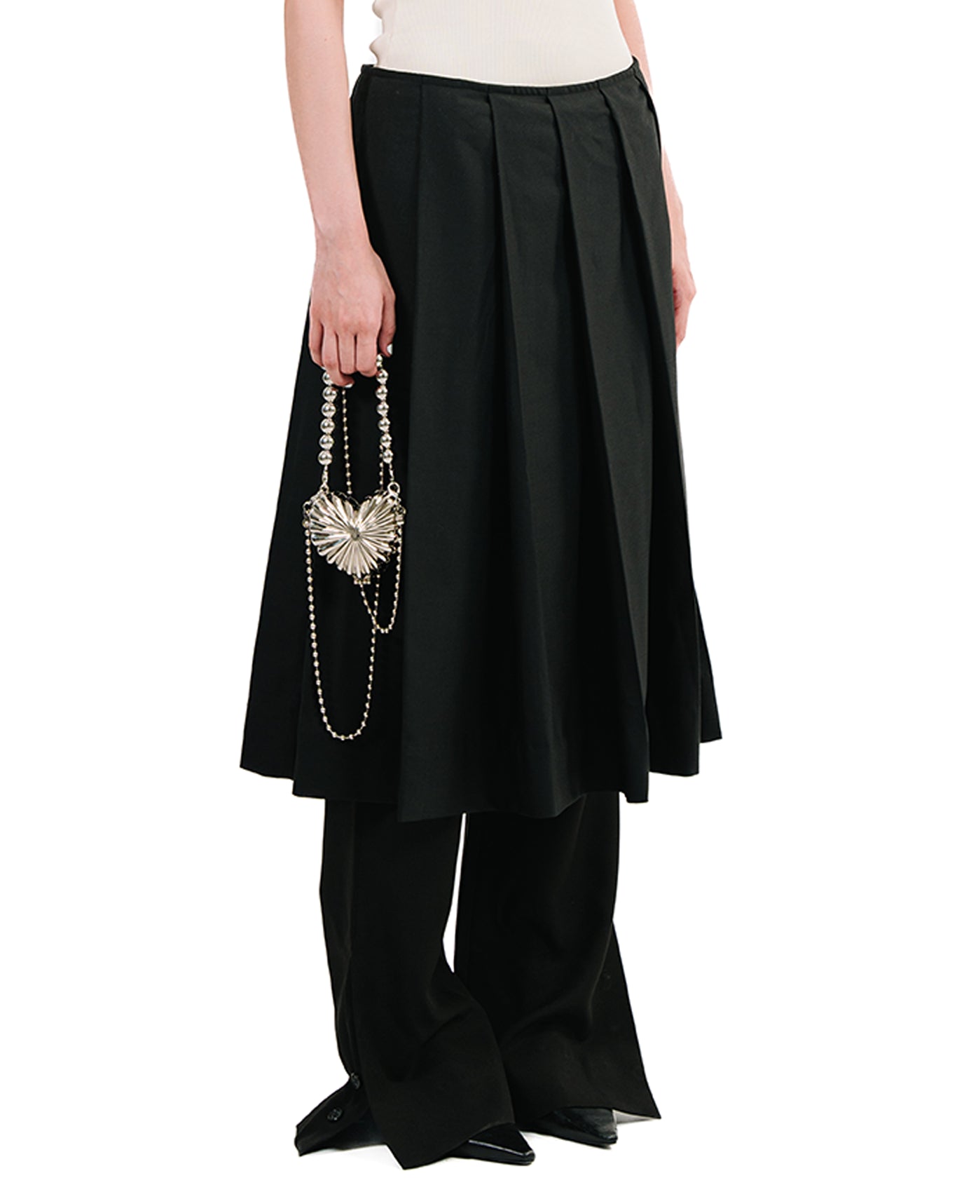 Cyanide Black Pleated Wool Skirt