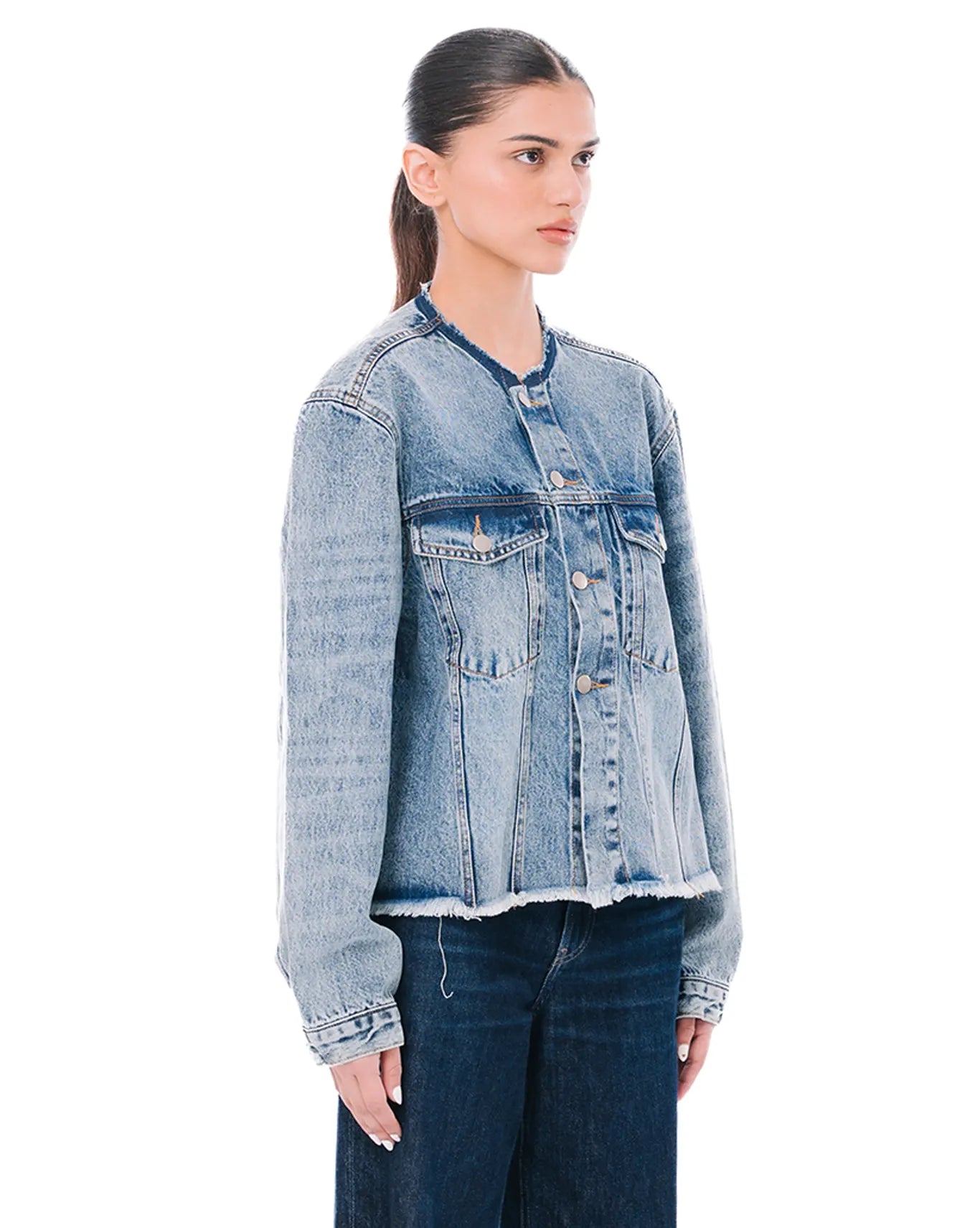 Cyanide Blue Denim Cropped Jacket cult store