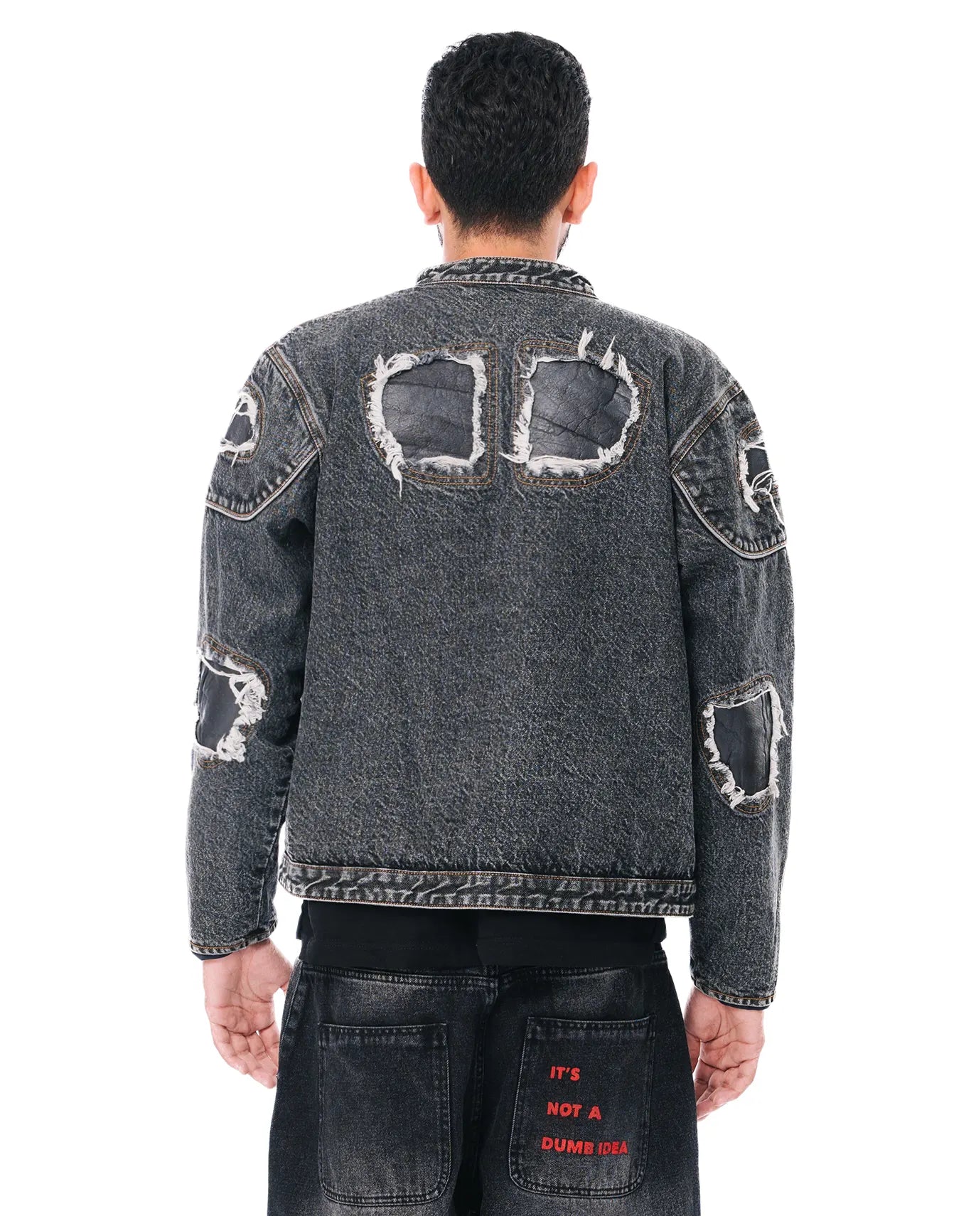 Cyanide Grey Denim Biker Jacket cult store