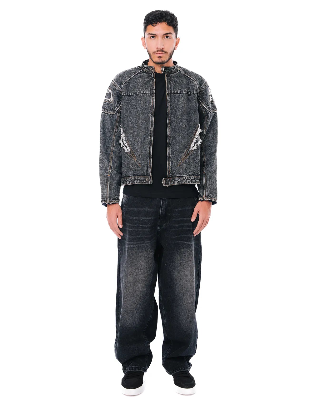 Cyanide Grey Denim Biker Jacket cult store