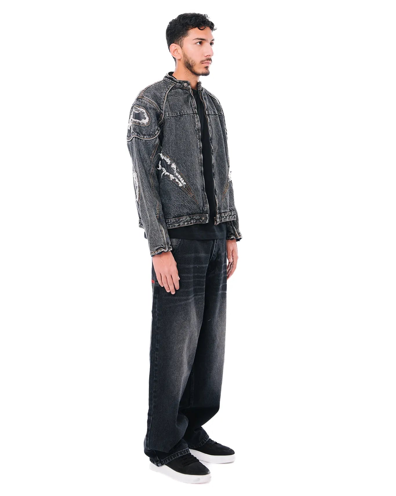 Cyanide Grey Denim Biker Jacket cult store