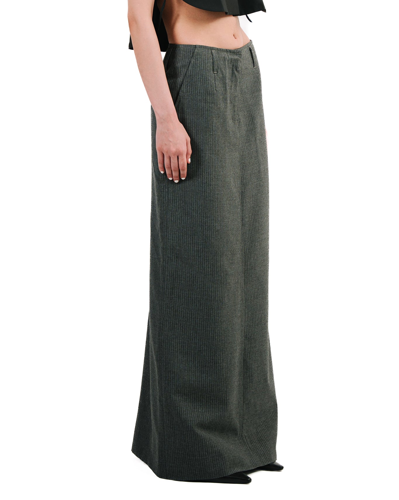 Cyanide Grey Pinstripe Maxi Skirt