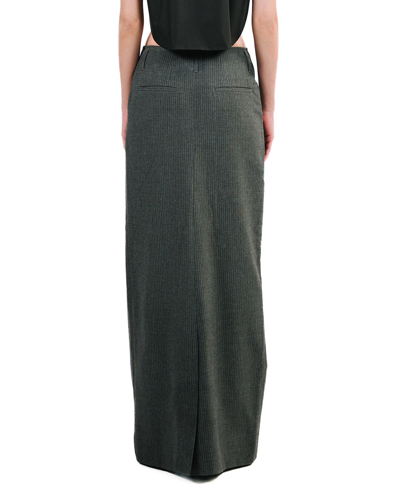 Cyanide Grey Pinstripe Maxi Skirt