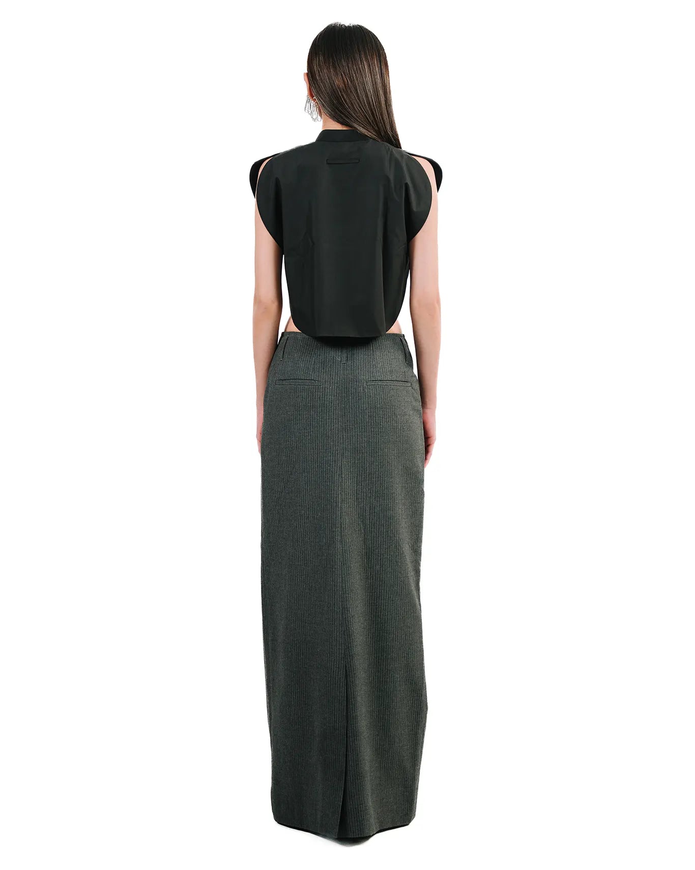 Cyanide Grey Pinstripe Maxi Skirt