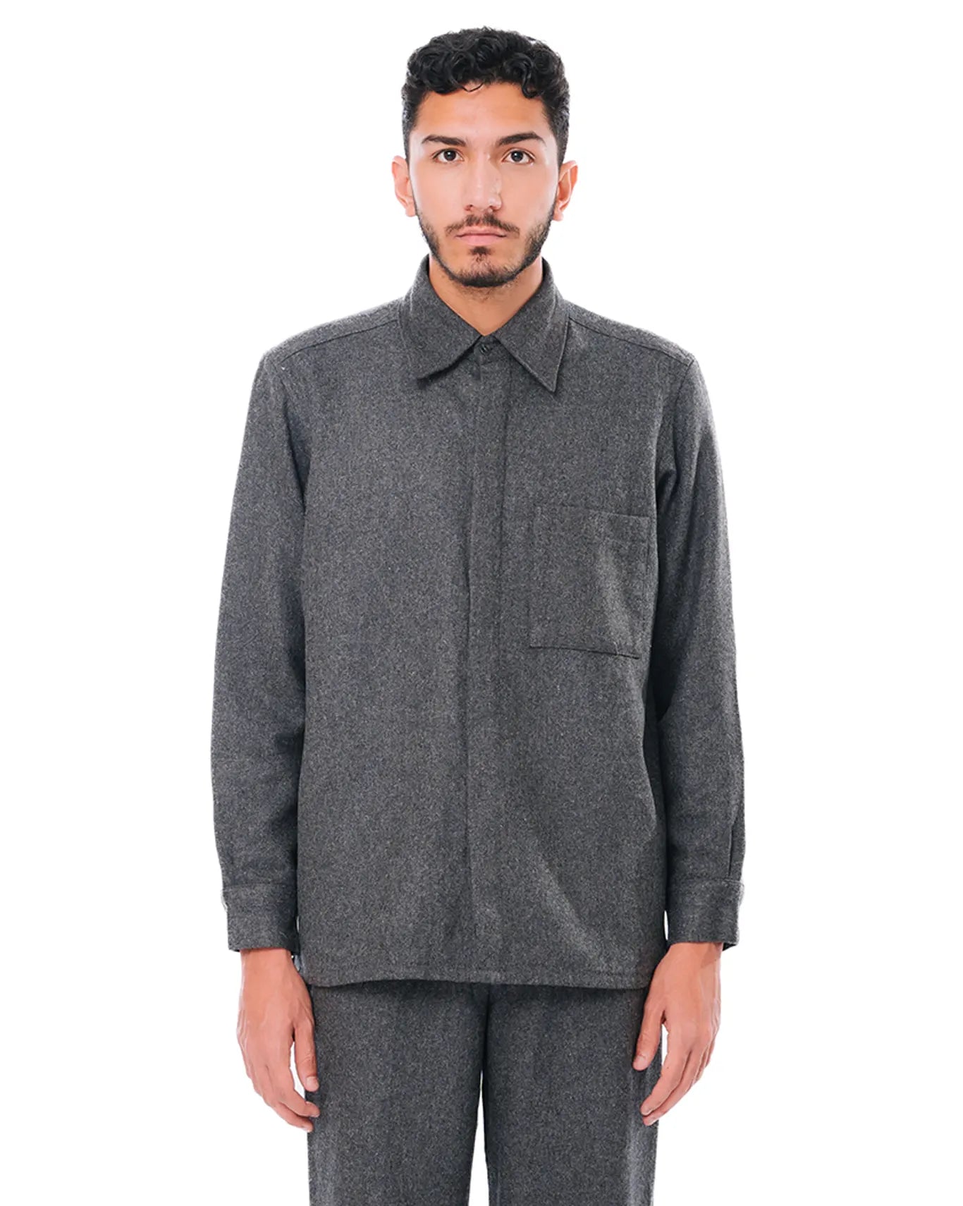 Cyanide Grey Wool Flannel Shirt cult store
