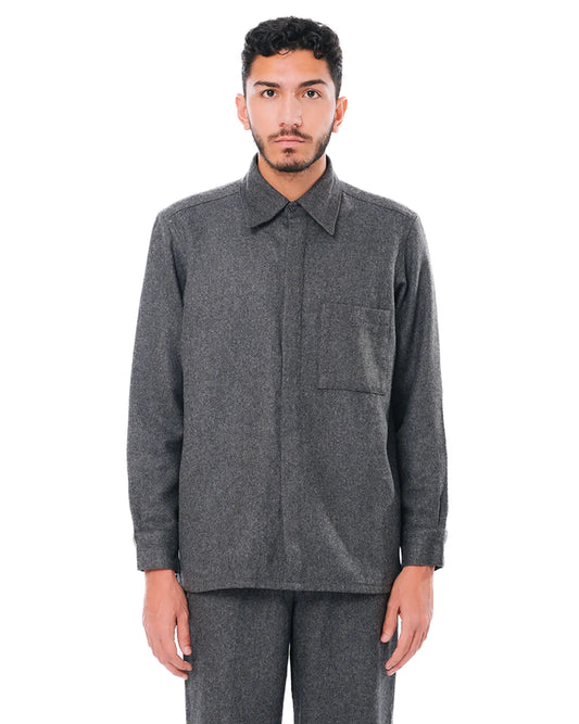 Cyanide Grey Wool Flannel Shirt cult store