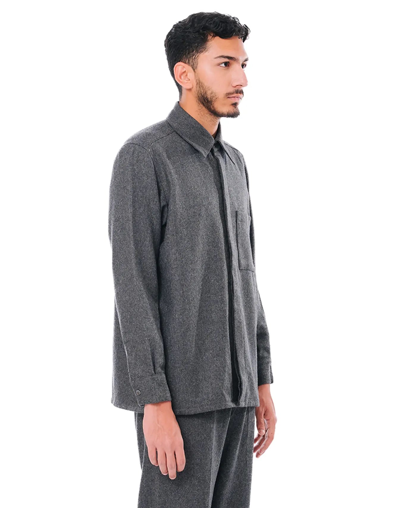 Cyanide Grey Wool Flannel Shirt cult store