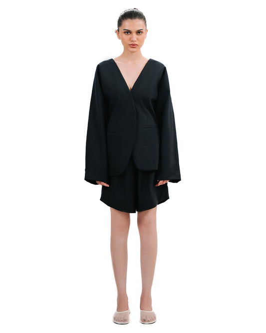 Cyanide Navy Blue Collarless Blazer
