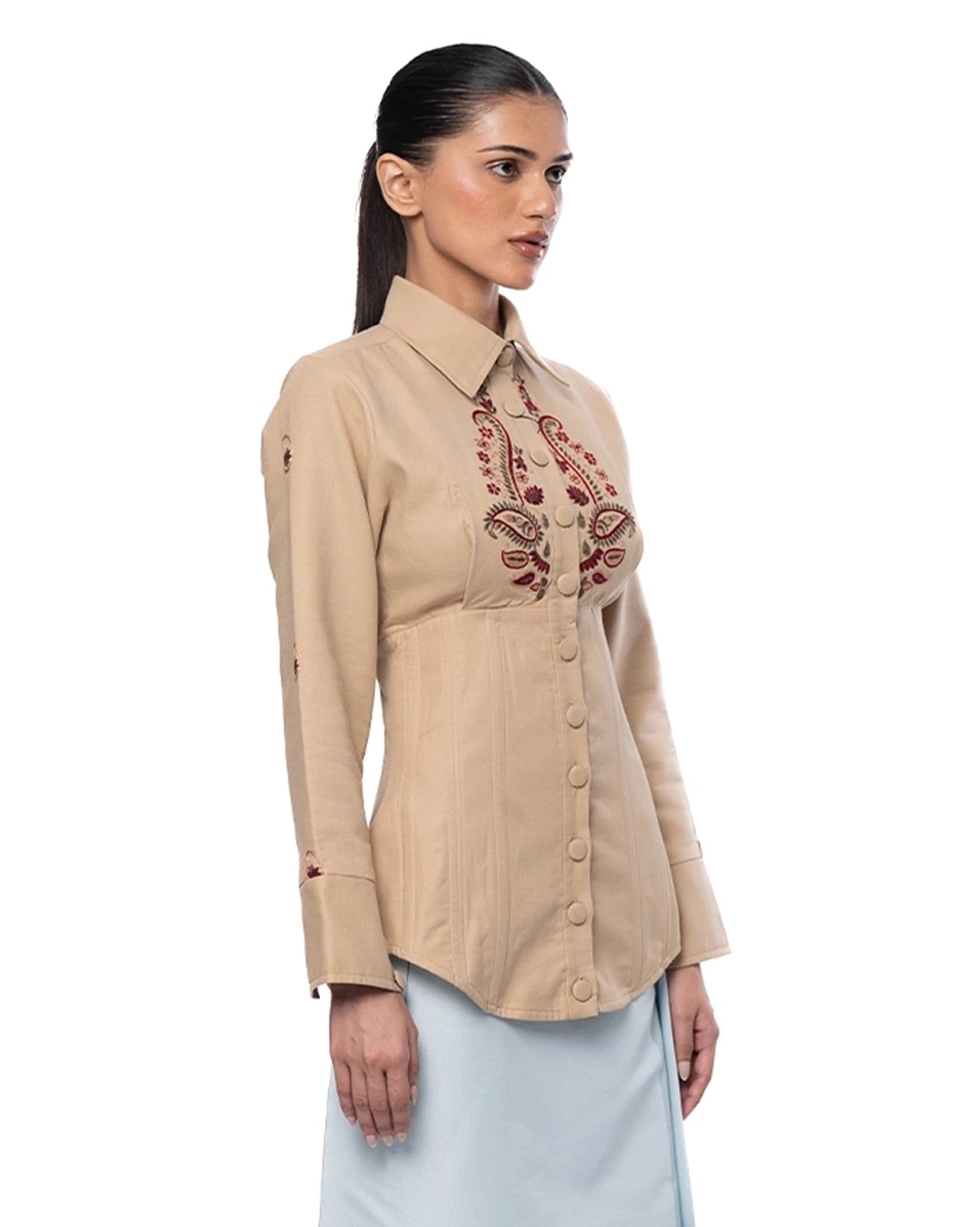 Collected XX Beige Beige Ambi Corset Shirt - CULT - haider
