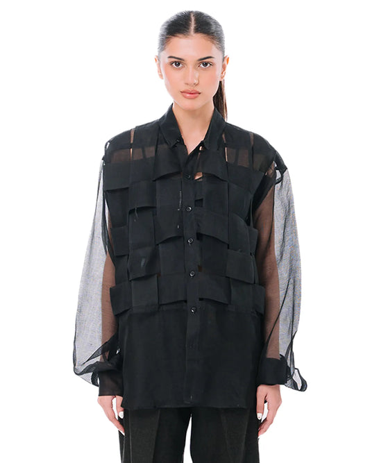 Demo Black Lattice Shirt Cult womenswear karachi