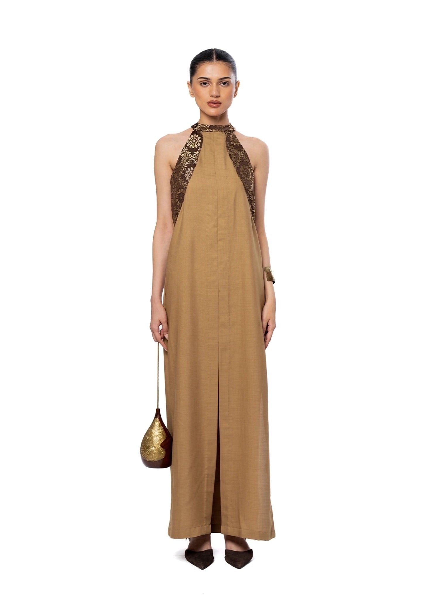 Collected XX Beige Summer Halter Dress Cult Karachi Pakistan