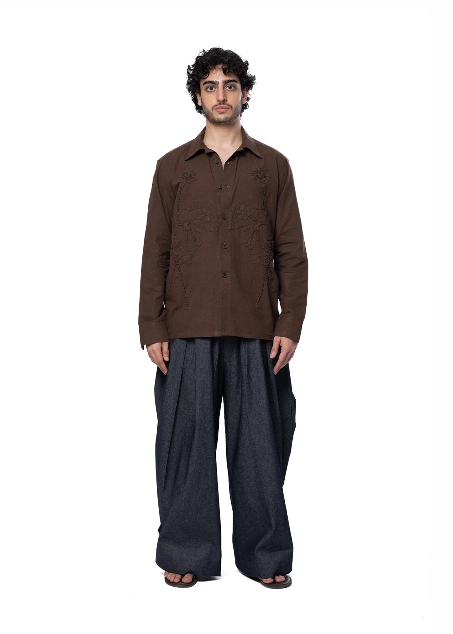 Another Sect Brown Brown Lali Appliqued Jacket - CULT - haider