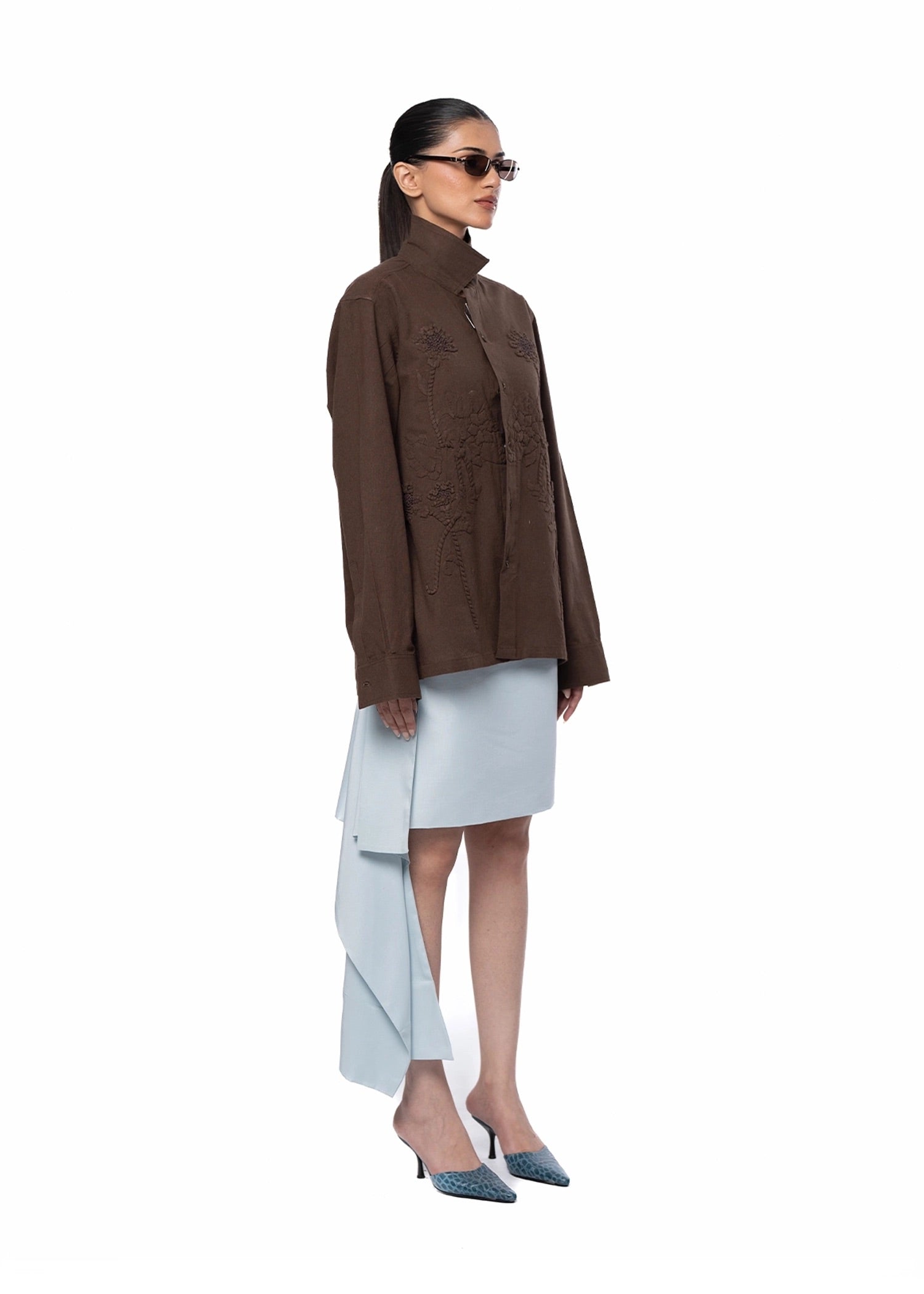 Another Sect Brown Lali Appliqued Jacket Cult Karachi Pakistan
