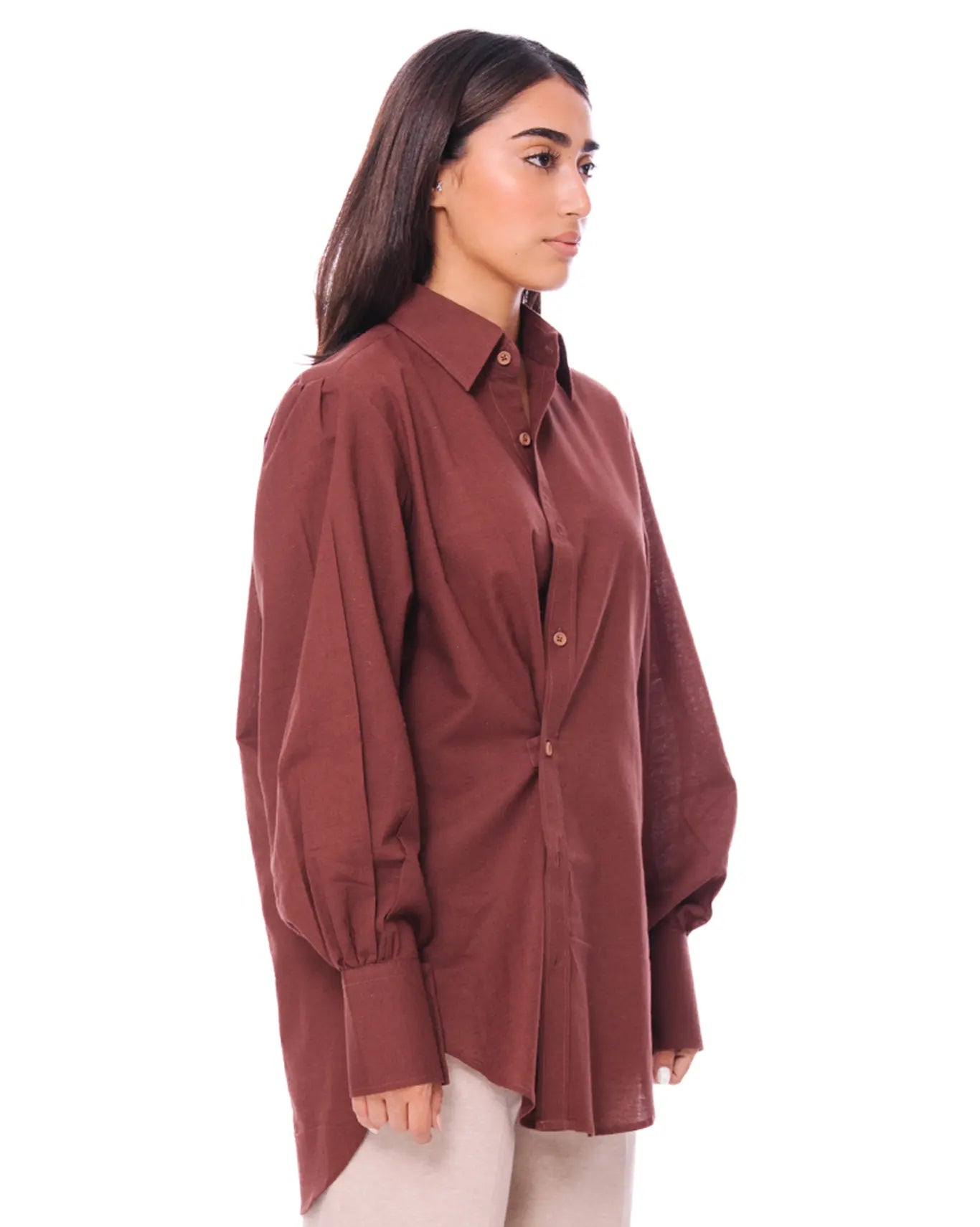 Inclusivitee Brown Brown Cross Button Shirt - CULT - haider