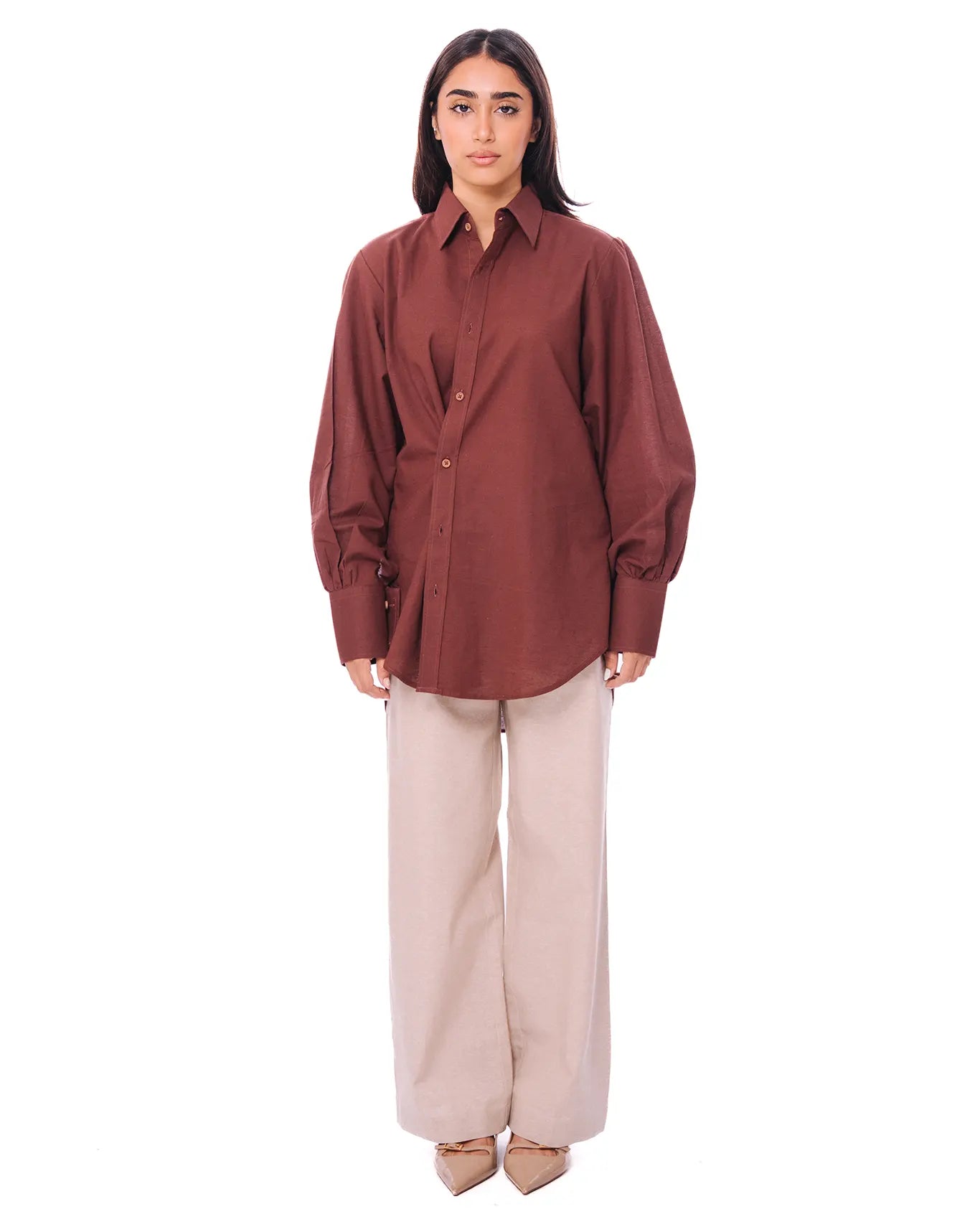 Inclusivitee Brown Cross Button Shirt cult store women