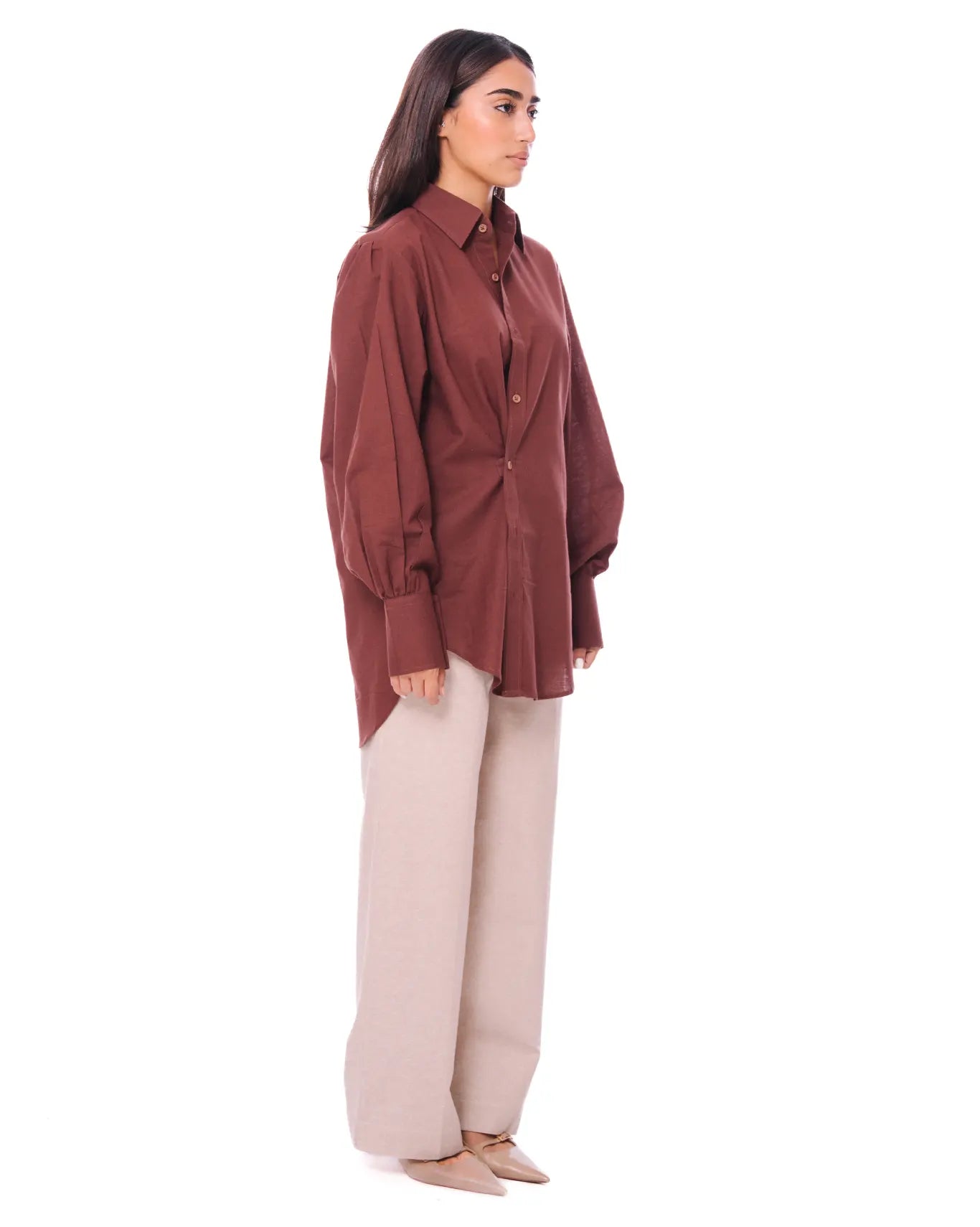 Inclusivitee Brown Brown Cross Button Shirt - CULT - haider