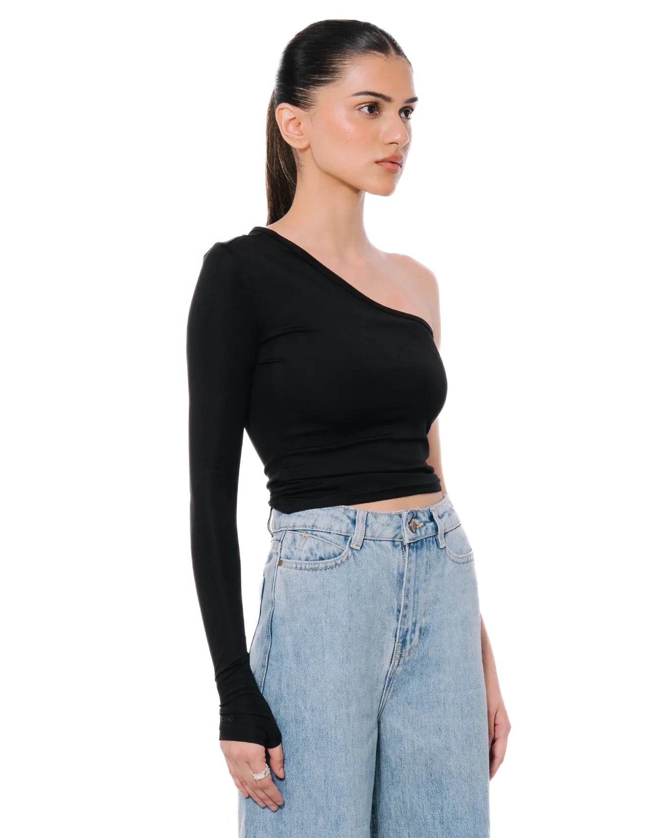 Koyo Black Asymmetric Off Shoulder Top Cult Store