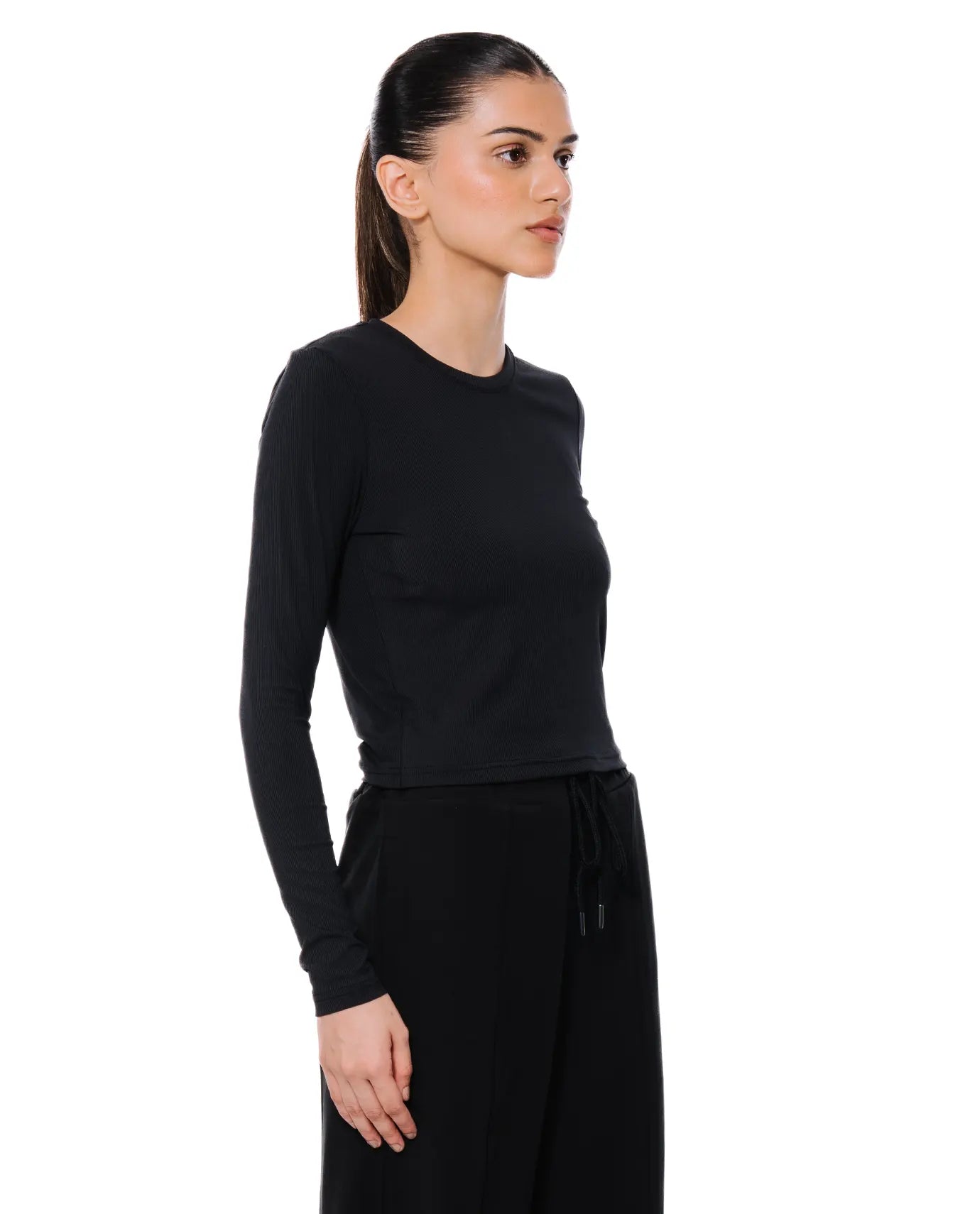 Koyo Black Black Full Sleeves Rib Tee - CULT - haider